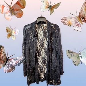 Cottafe Core Gothcore Black Lace Cardigan